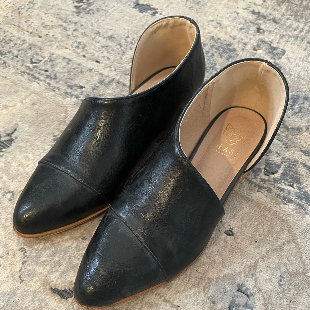 Black leather shoes
